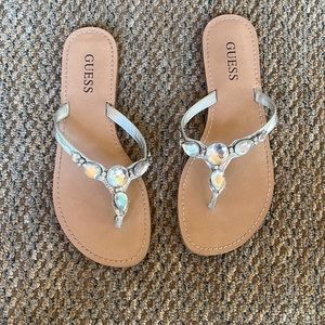 Guess rhinestone flip flops